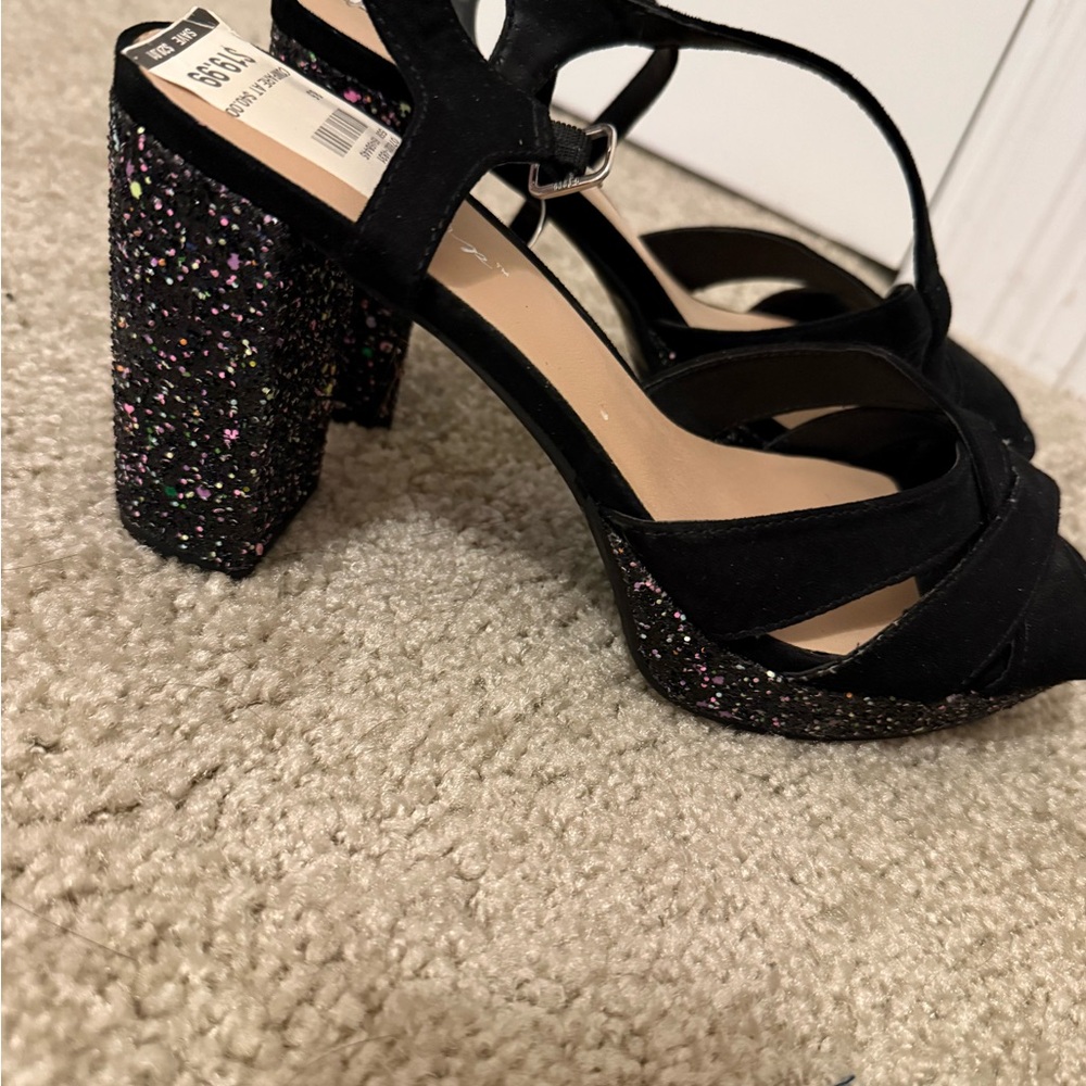Black Glitter Women's Heels
